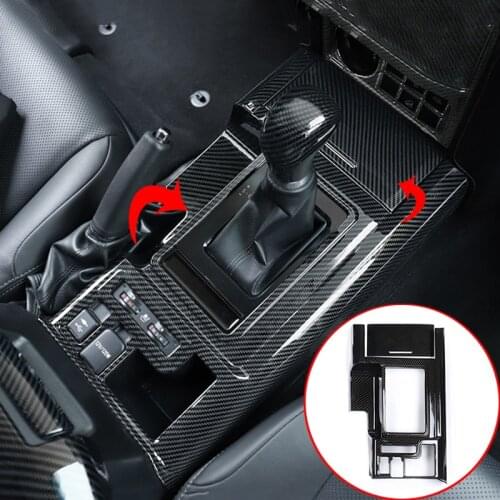 For Toyota Land Cruiser Prado FJ150 2020 Carbon fiber Inner Gear Shift Box Panel Trim Cover Car Styling