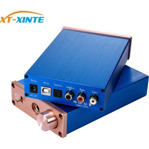 XT-XINTE Headphone Amplifier Digital Audio Decoder USB DAC Input USB/Coaxial/Optical Output RCA/6.35mm 192KHz DC12V Converter