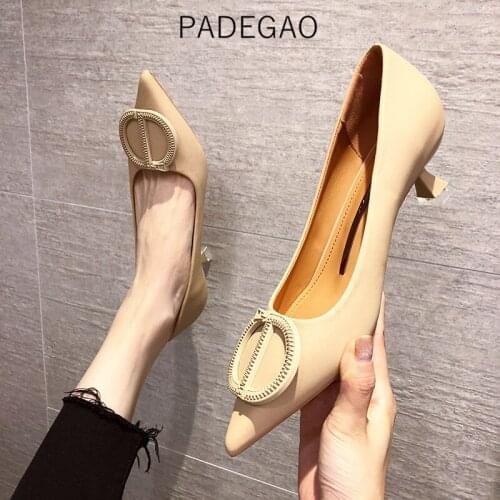 2020 Heels Women OL Luxury Buckle Sexy Party Elegant Heels Korean Shoes for Women