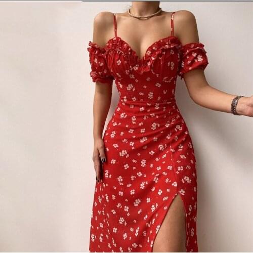 Women Summer Bandage Dress Sexy Stitching Floral Suspender Short Sleeve Split Boho Skinny Dress Ladies banquet Short Mini Dress