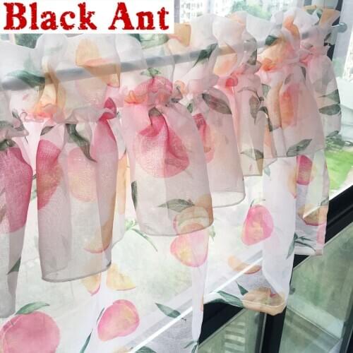 1PC Fruit Printed Short Curtain for kitchen Cabinet Pink Double Pleat Half Curtain for Living room Small Window Partition DL451F
