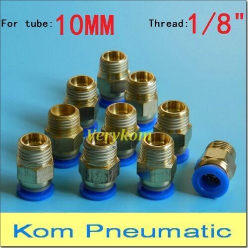10pcs/lot Pneumatic10mm to 1/8 inch 1/8" Air Straight Tube Fitting Pipe PC10-01 One Touch Hose Fast Connector