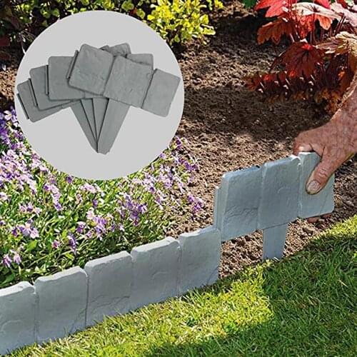 10PCS Folding Imitation Stone Fence PP Plastic Fence Flower Fence-Path Gardening decoration For Home garden and vegetable patch