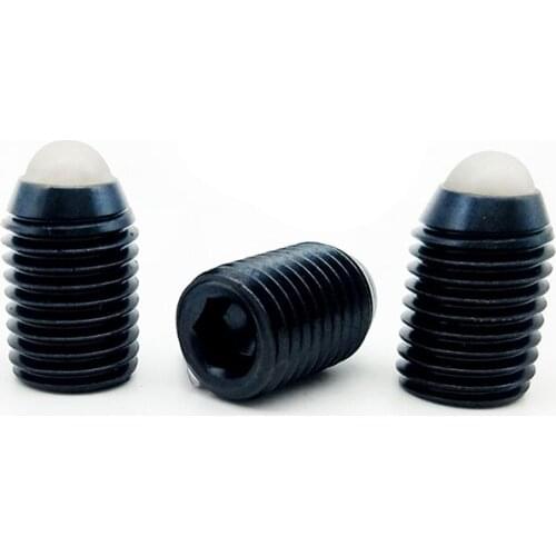 2pcs M16 Allen nylon bead positioning screws hex socket resin ball head spring plunger screw black color bolt 25mm-35mm length