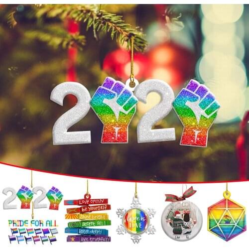 2021 Christmas Ornaments Hanging Decoration Gift Product Personalized Family 3D Wooden Square Xmas Tree DIY Hangs Toys Рождество