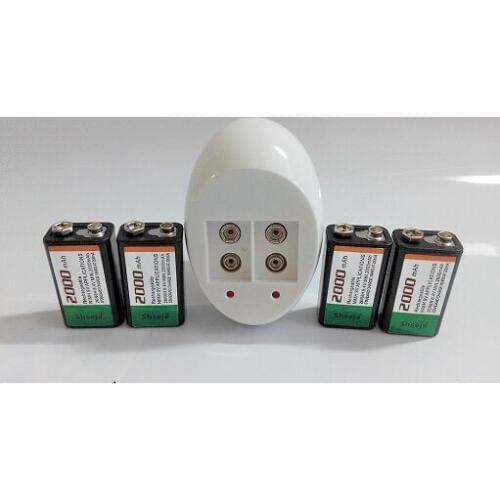 NEW 4PCS 2000mAh 9V rechargeable battery 9 volt Ni-MH battery + 9V 6F22 Battery Smart Charger