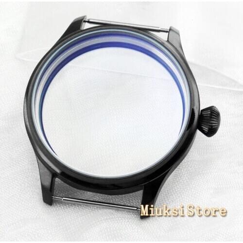 44mm scratch proof mineral glass PVD sterile case fit eta 6497 6498 Sea gull st36 movement watch