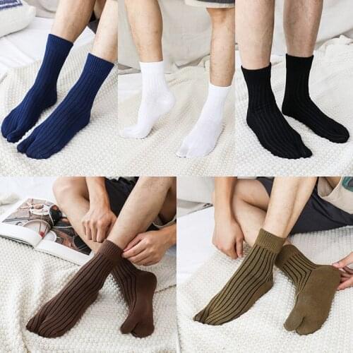 5 Pairs Two Toe Socks Men Mid High Tube Autumn And Winter Clogs Socks With Two Finger Socks