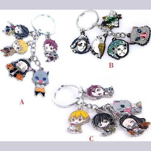 Anime Demon Slayer: Kimetsu No Yaiba Keychain Cartoon Figure Pendent Keyring Gift for Kinds Cosplay Key Chain