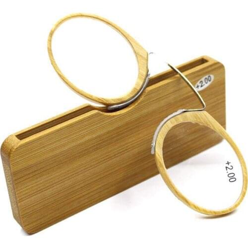 Bamboo Card Nose Clip Reading Glasses Magnifier Portable Anti Slip Women Men Presbyopic Spectacles Lens +1.0 +1.5 +2.0 +2.5 +3.0
