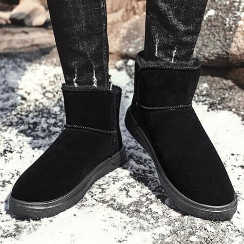 New Arrival Men Snow Boots Medium Leather Boots Warm Winter Masculino Australia shoes 39-45