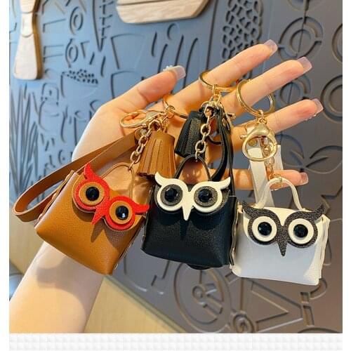 Cute Owl Coin Purse Keychain Trendy Tassel PU Leather Buckle Car Key Pendant Cute Bag Ornaments Female Gift Key Ring Accessories