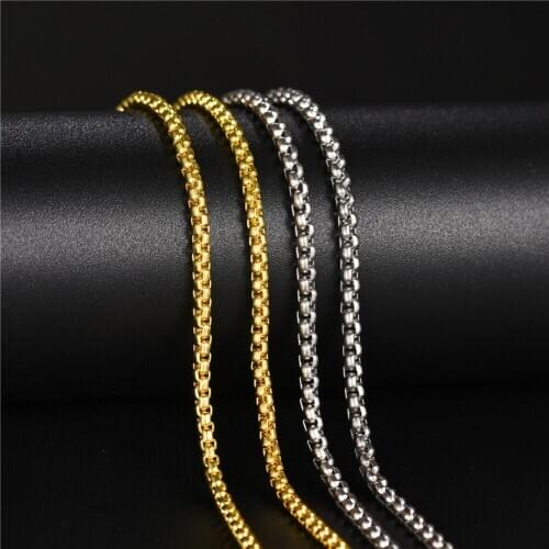 Gold Silver Color Filled Solid Necklace 2.5mm/3mm Chains Link Men Choker Male Female Accessories Fashion 2019