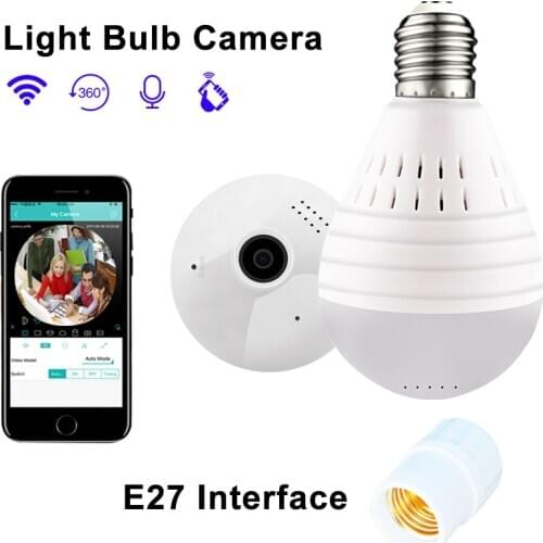 E27 Bulb Lamp Camera 360 Degree Wireless IP Fisheye Panoramic Surveillance Home Security Wifi Night Vision P2P Motion Detection
