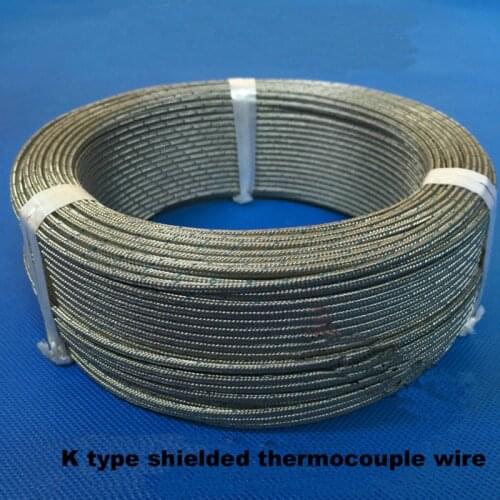 Free shipping 10M/20M K Type shielded thermocouple wire 2*0.4MM 2*0.5MMTemperature measurement line Compensation wire