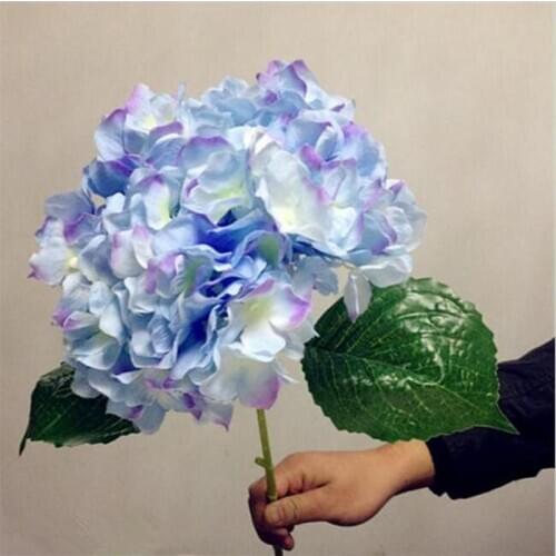 Elegant Blue Artificial Hydrangea Flower Garland 80cm/31.5" Single Branch Bouquet for Wedding and Home Decoration