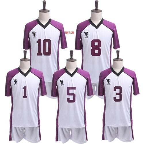 Haikyuu Season 3 Cosplay Jersey Shiratorizawa Academy Uniforms Wakatoshi Ushijima Eita Semi Satori Tendo Sportwear Costume Sets