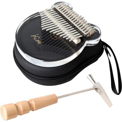 Kalimba 17 Key Thumb Piano Acrylique Clear Mbira Tuner Hammer with Protection