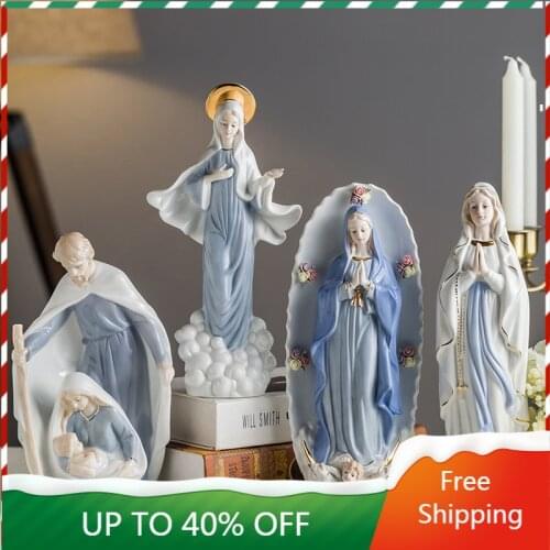 Ceramic Ornament Ornament Sagrada Familia Statue The Church Virgin Jesus Mary of The Holy Lady of The Christian Catholic Church