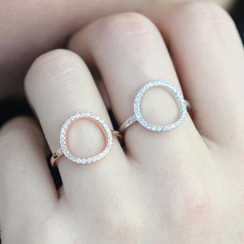 ZHOUYANG Ring For Women Summer Circle Personality Sweet Gift Rose Gold Color All Size Fashion Jewelry R843 R844