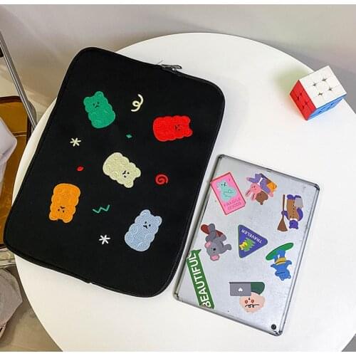 Korea Cute Embroidery Laptop Bag for Ipad Pro 11 12.9 Inch Protective Case 11/13/14 Inch Bag Notebook Computer Storage Pouch