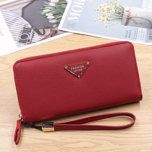 New Pu Leather Womens Wallet Long Zipper Large Capacity Clutch Bag Designer Female Purse Fashion Wallet Card Holder Phone Bag