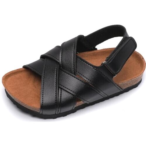 2021 Summer Children Sandals PU Leather Baby Girls Casual Shoes Cork Kids Beach Sandals Boys Brand Black Fashion Sport Sandals