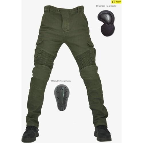 Motorcycle Pants for Men Summer Casual Army Green Black Motorcycle Pants Jeans Protective Equipment Riding Travel Pants