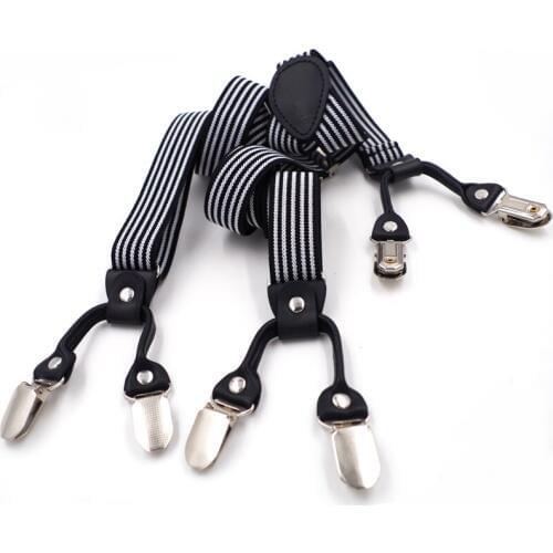 Mans Braces 6 Clips Leather Suspenders Adjustable Elasticity Suspensorio Bretelles Hommes Y-Back ligas Tirantes 2.5*120cm Gift