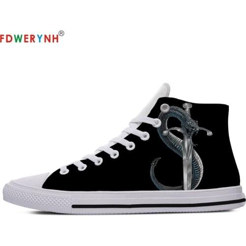 Immortal Mens Casual Shoes Off White Customized Printed Men High-top Canvas Shoes Breathable Casual Lace-up Shoes