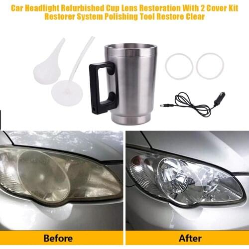 2 Cover Car Headlight Refurbished Atomizing Cup Car Headlight Lens Restoration Kit Restorer System Polishing Tool Restore Clear