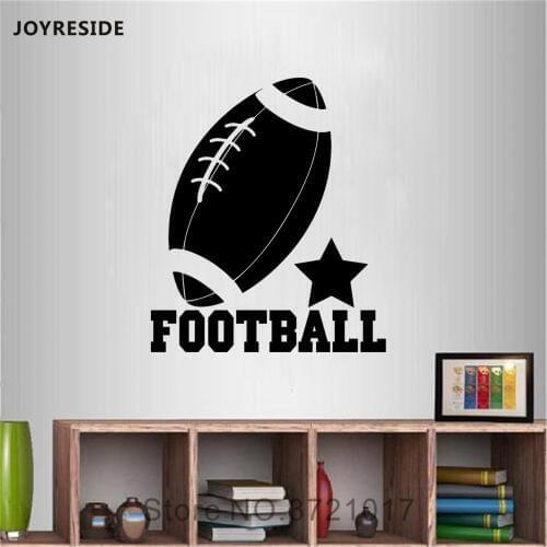 JOYRESIDE Football Wall Sports Decals Vinyl Sticker Art Home Interior Decorations Kids Boys Room Living room Bedroom Mural A1602