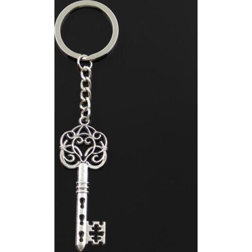 New Fashion Keychain 61x21mm Vintage Skeleton Key Pendants DIY Men Jewelry Car Key Chain Ring Holder Souvenir For Gift