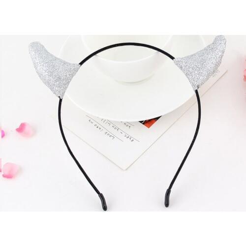 Women Girl Halloween Headband Glitter Sequins Devil Horn Cosplay Party Hair Hoop