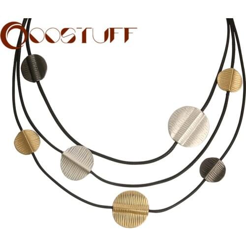 3 Layer Neck Chokers Necklace Vintage Suspension Round Pendants Decorative Jewelry for Women 2021 Fashion Unusual Accessories