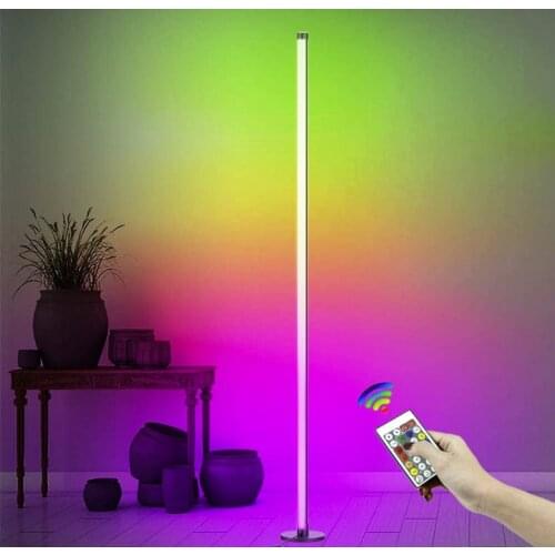 DIY RGBW Dimmable Corner Floor Lamp Color Changing LED Ambient Light With Music Remote Controller For Living Room Bedrooms Kids