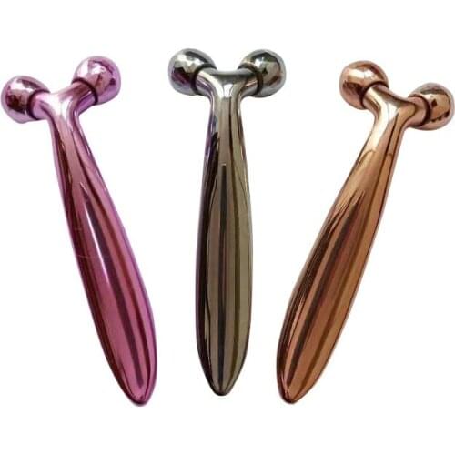 3D Roller Massager Lifting Y Shape 360 Rotate Silver Thin Face Full Body Massage Lifting Wrinkle Remover Facial Relaxation Tool