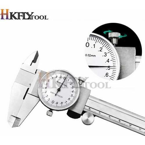 6" 0-150mm/0.02 Dial Caliper Shock-proof Stainless Steel Vernier Caliper Measurement Gauge Metric Measuring Tool