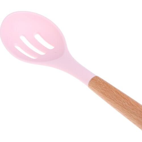 Silicone Wooden Handle Turner Soup Spoon Spatula Brush Scraper Pasta Egg Beater Non-stick Pan Kitchen Cooking Tools Kitchenware