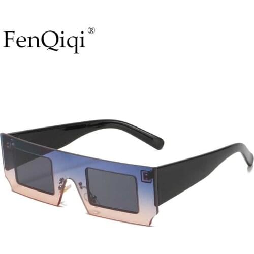 Retro Rectangle Gradient Sunglasses Men Women Square Eye Wear One Piece Ocean Design Lunette de soleil