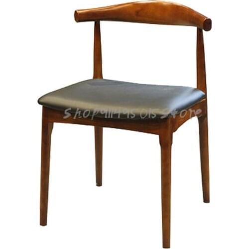Solid Wood Horn Chair Hot Pot Milk Tea Shop Cafe Table And Chair Theme Western Restaurant Dining Chair Card Seat Sofa