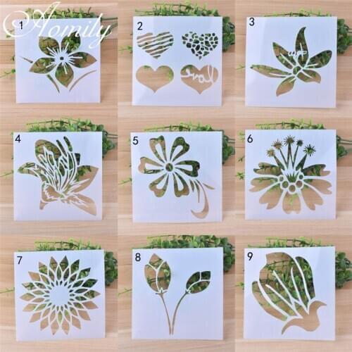Amoliy 9pcs Cake Stencils Template for Walls Painting Scrapbooking Stamping Craft Flower Spray Mold Cake Decoration Accessories