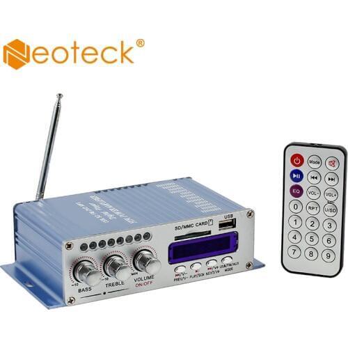 Neoteck DC 12V Amplifier Amp With Remote Control Mini Hi-Fi Stereo Audio Amplifier for 2-channel 500W Car Auto MOTO boat AMP