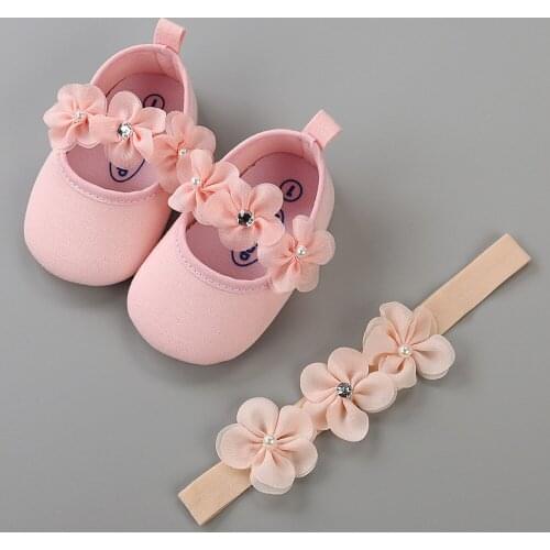 #VW Baby Hairband Girl Shoes Casual Shoes Sneaker Anti-slip Soft Sole Toddler Shoes Flower Cute Solid Princess Shoes bébé fille