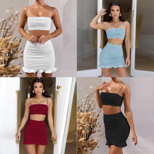 2 Pieces Set Women summer 2021 new ladies Europe sexy condole belt vest folding two-piece pack Sports Set dropahipping LZY1312
