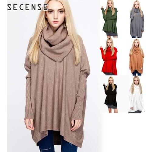 Women Knitted Sweater Korean Style Cardigan Long Sleeve Solid Color Knitwear Batwing Sleeve Knitting Shirt Pullovers SECENSE