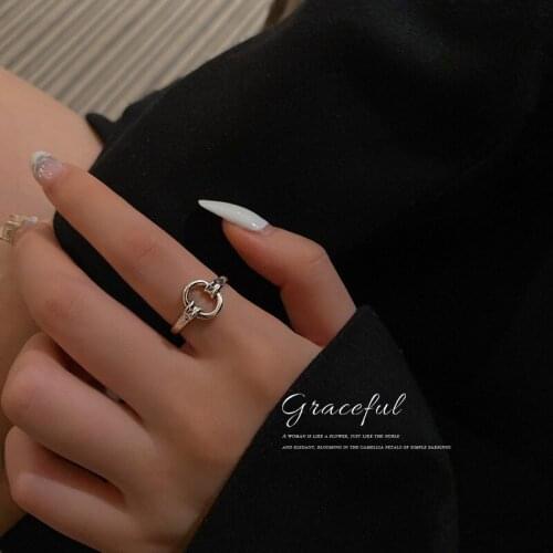 Korean Fashion Cold Wind Geometric Open Ring Adjustable Size Simple Temperament Personality Rings for Women Jewelry Wholesale