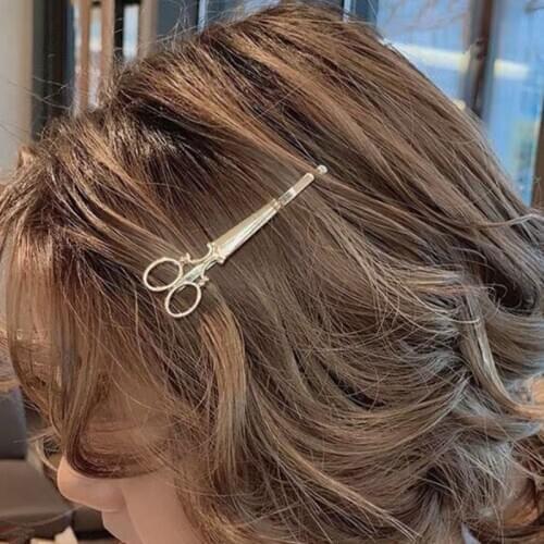 1Piece Korean version of the simple hair accessories simulation scissors personality hairpin jewelry retro headwear clip