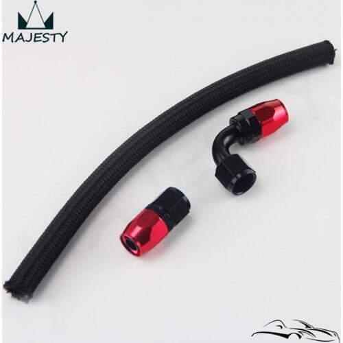 AN10 10-AN STEEL/NYLON NBRAIDED OIL/FUEL LINE HOSE+STRAIGHT+90 degree SWIVEL FITTING