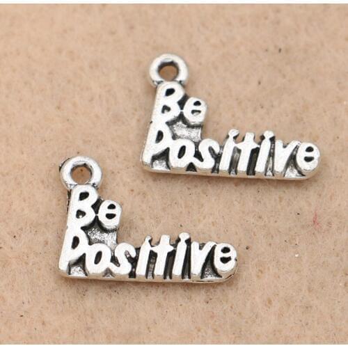 15pcs Be Positive Charm Pendant fit Bracelet Necklace Tibetan Silver Plated Jewelry DIY Making Accessories 12x17mm